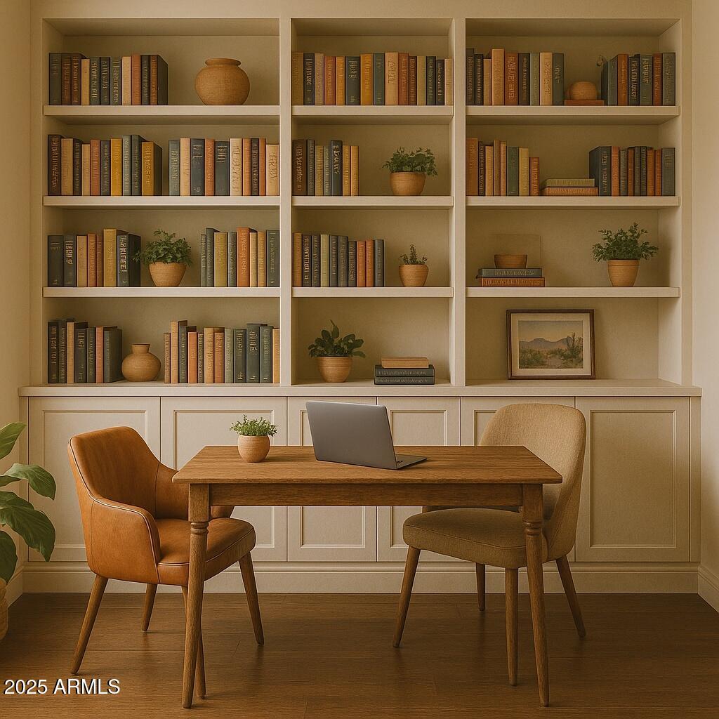 5450 East Deer Valley Drive, Unit 1208 Phoenix, AZ 85054 - Photo 21 of 36 a room with a table chairs and a book shelf