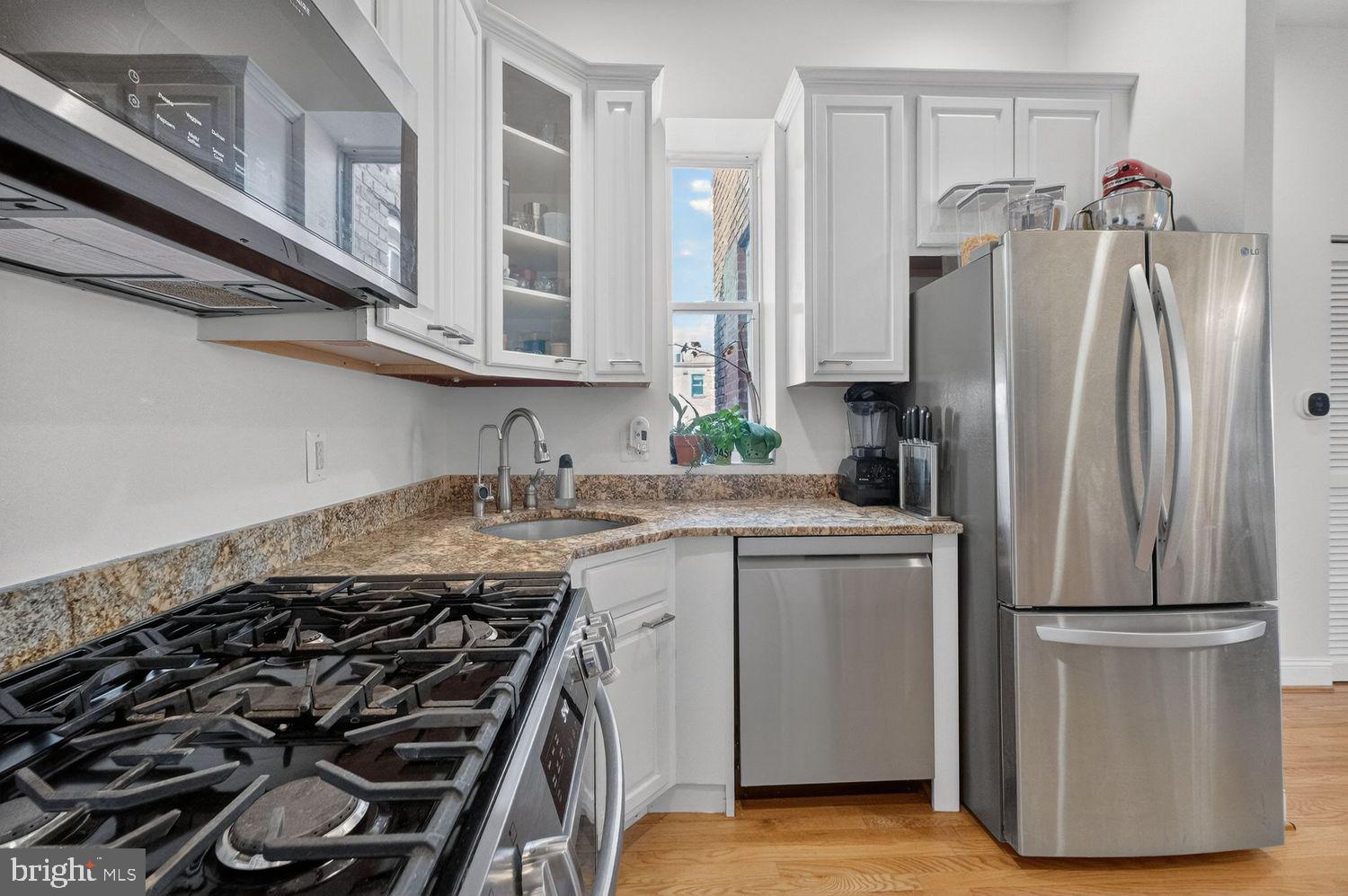 219 T Street Northeast, Unit 404 Washington, DC 20002 - Photo 6 of 24 a kitchen with stainless steel appliances granite countertop a refrigerator and a sink