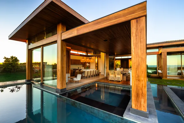 a kitchen with a large window and a sink