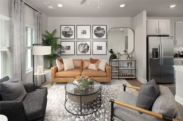 a view of a balcony with chairs