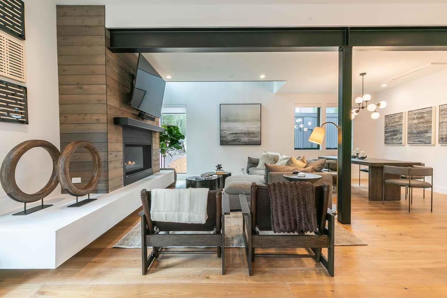 342 Palisades Circle, Unit SHARE 2 Olympic Valley, CA 96146 - Photo 8 of 28 a living room with furniture a flat screen tv and a fireplace