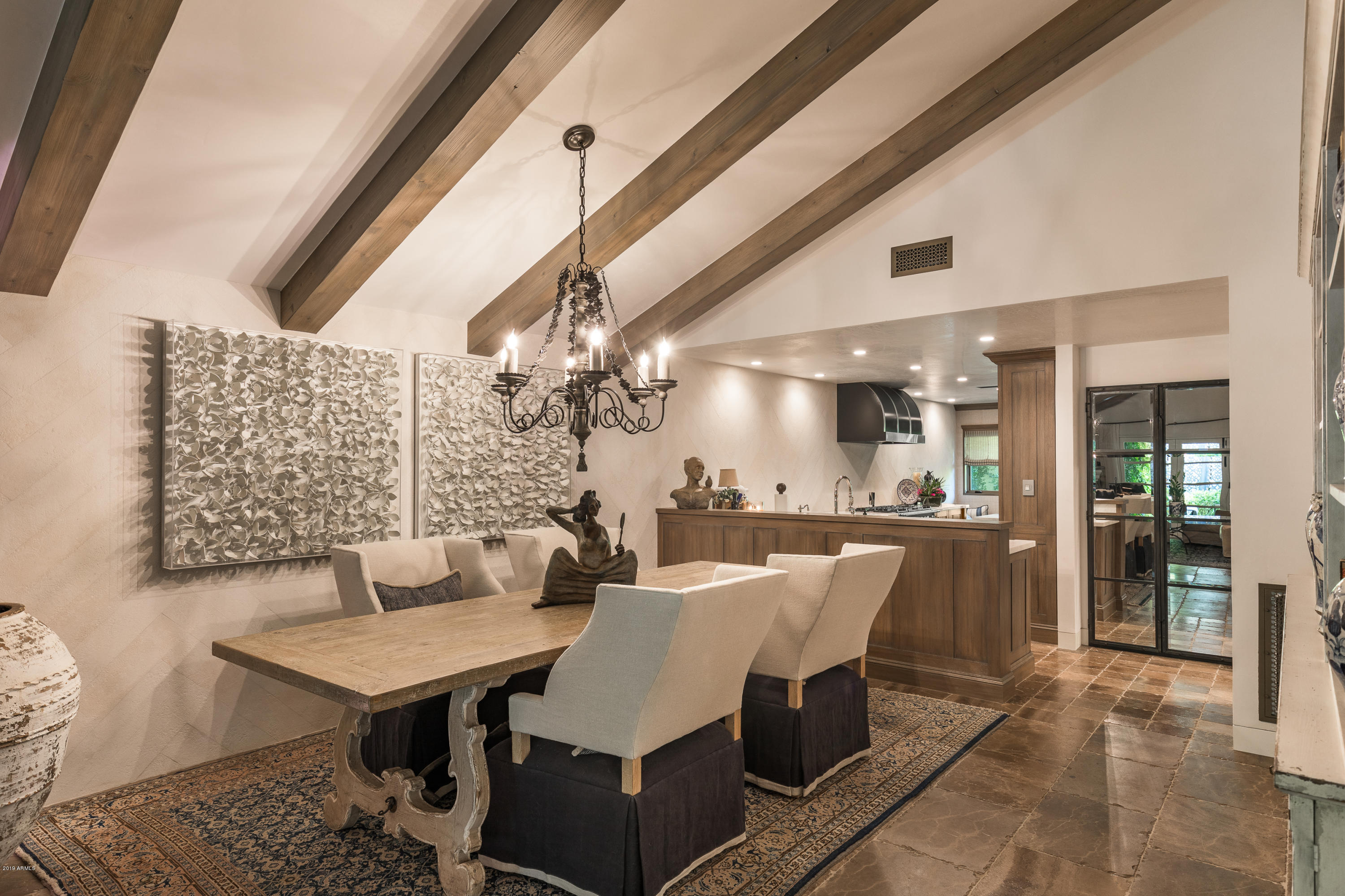 7225 East Valley View Road Scottsdale, AZ 85250 - Photo 11 of 28 Dining to Kitchen and Mirrored Bar