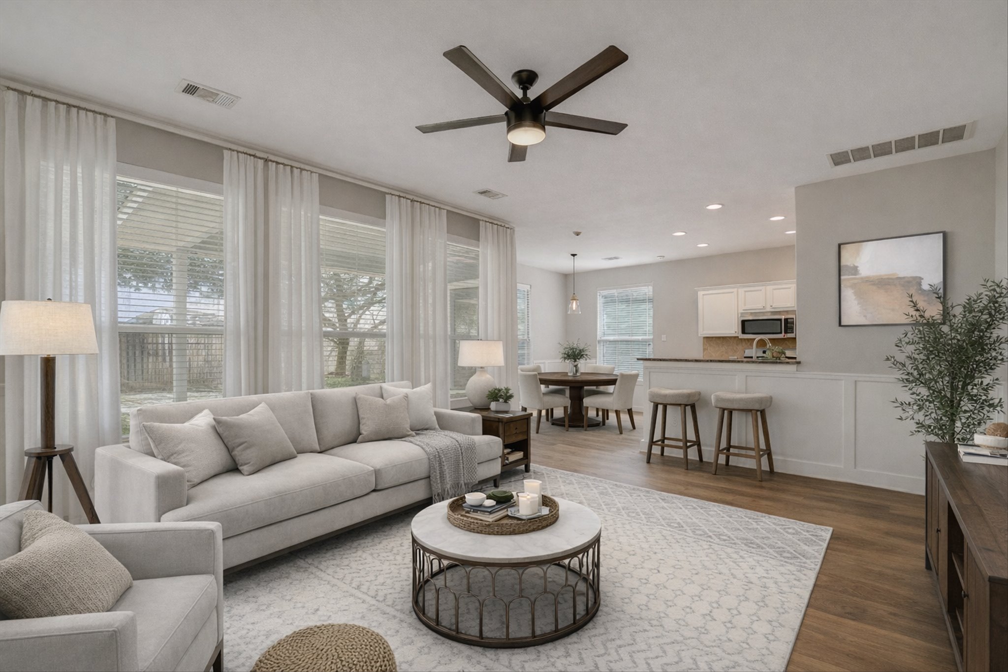 1420 Huckleberry Lane Austin, TX 78748 - Photo 4 of 21 Living room featuring new LVT floors, and recessed lighting