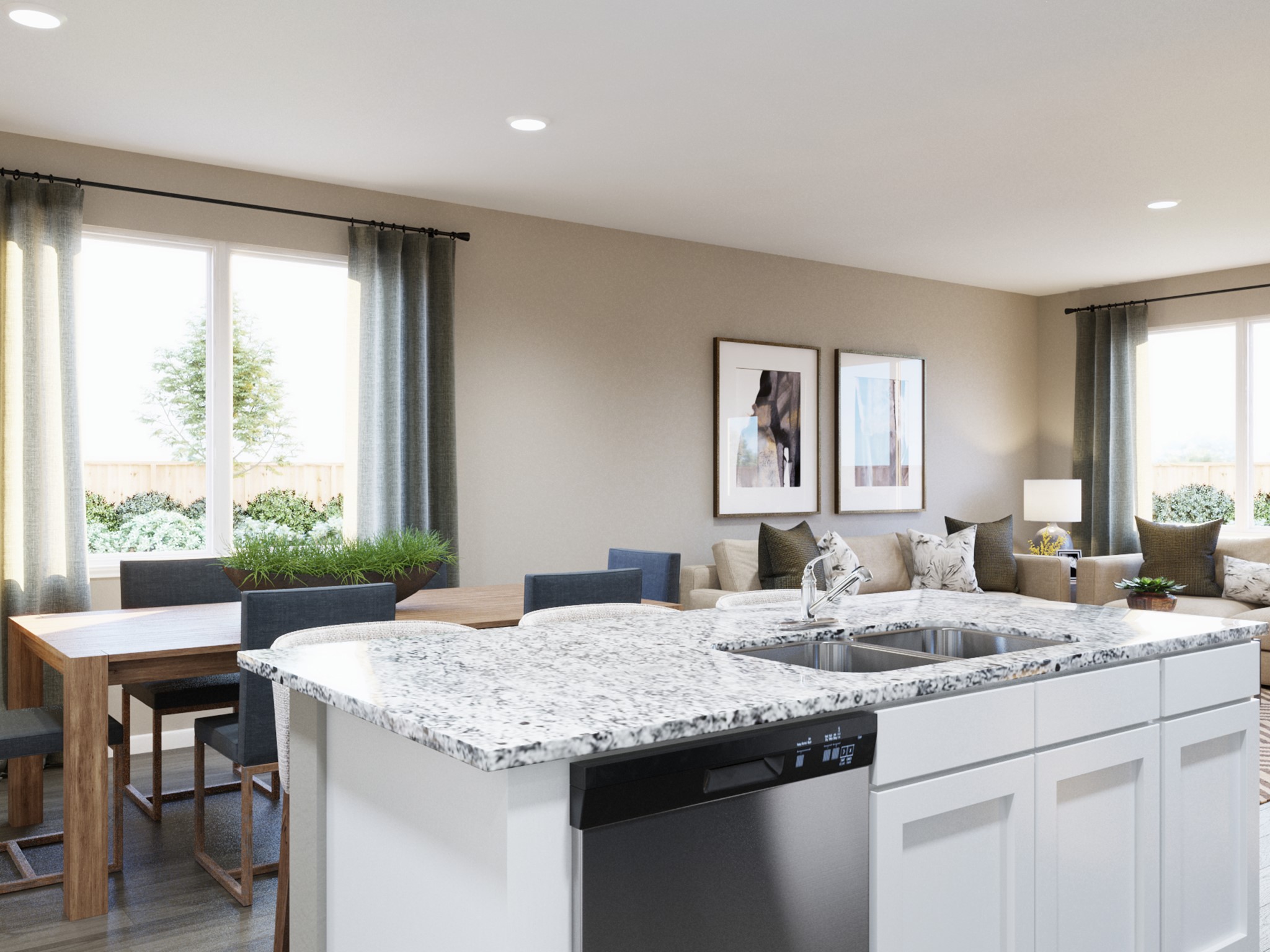 13650 Kit Run Splendora, TX 77372 - Photo 19 of 35 a kitchen with granite countertop kitchen island a sink and a table