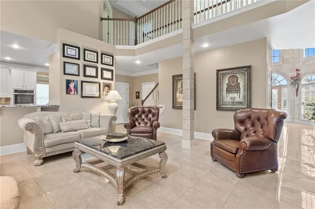 a living room with furniture