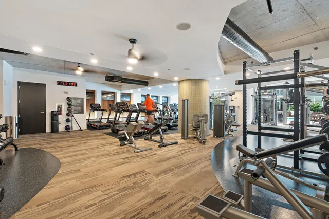 a view of a room with gym equipment