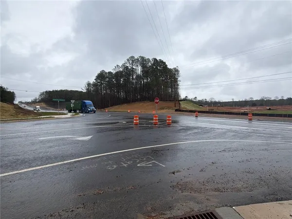 a view of a street with houses