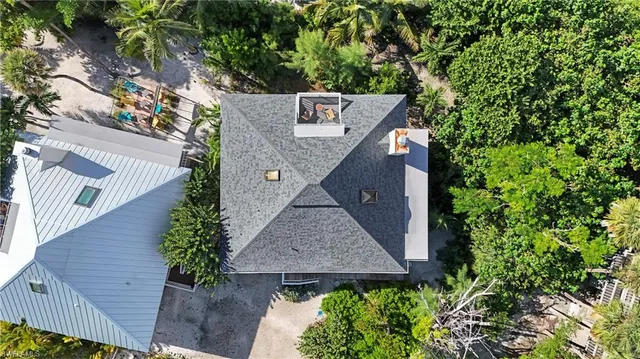 an aerial view of a house