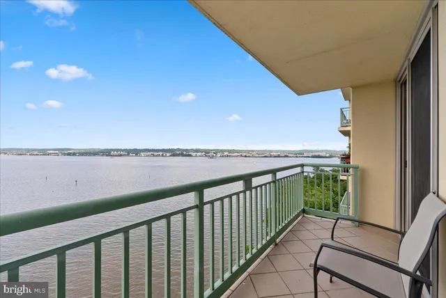 a balcony with an ocean view