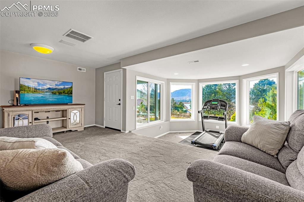 18475 Lower Lake Road Monument, CO 80132 - Photo 30 of 50 a living room with furniture and a flat screen tv