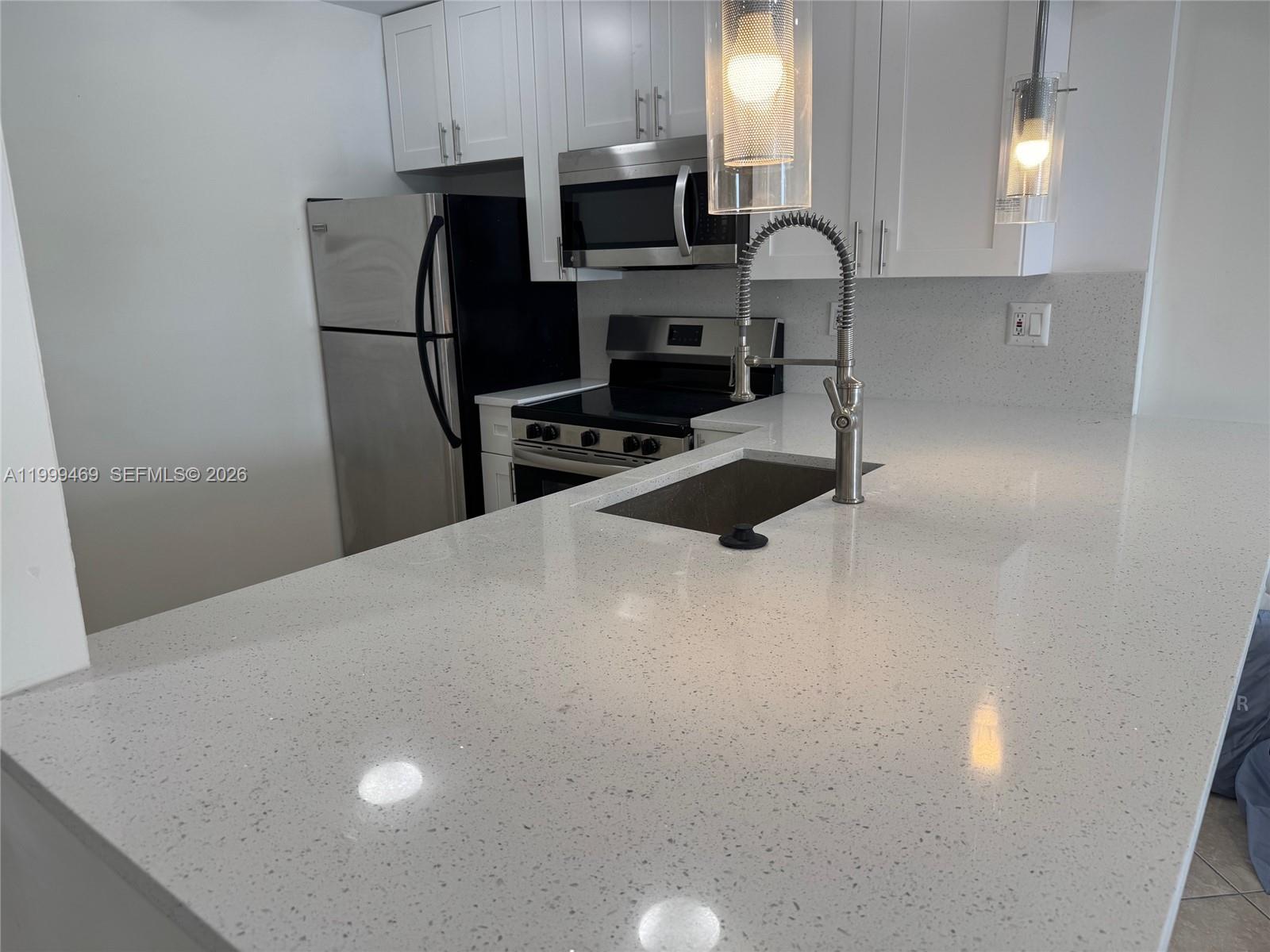492 Northwest 165th Street, Unit C309 Miami, FL 33169 - Photo 1 of 15 a kitchen with a sink a microwave and cabinets