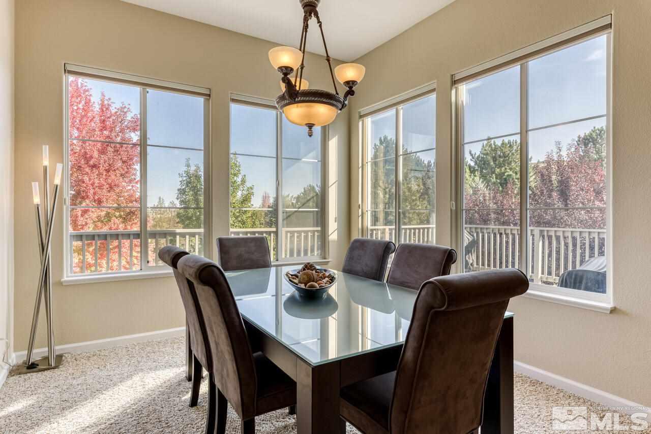3755 Bridge Creek Court Reno, NV 89519 - Photo 17 of 40 a view of a dining room with furniture large windows and wooden floor