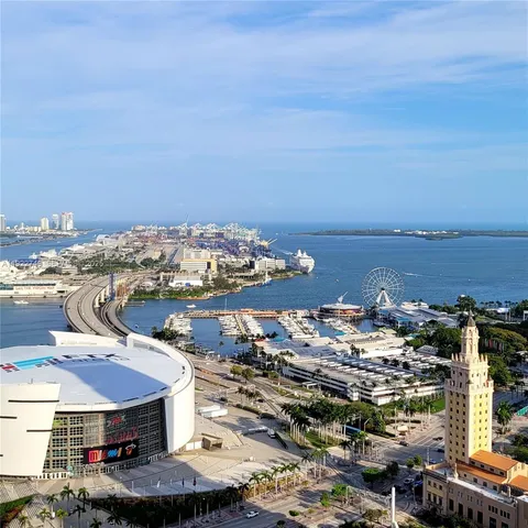 a view of a city with tall buildings