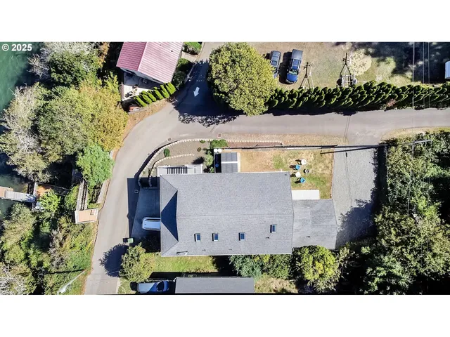 an aerial view of a house