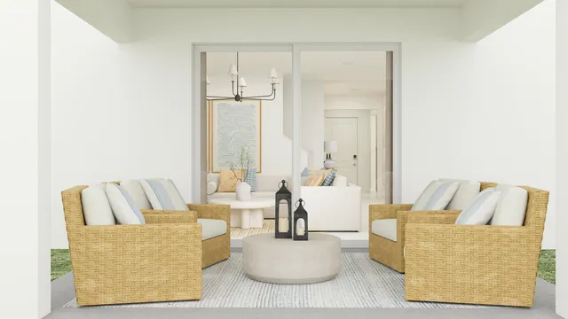 a living room with furniture and a couch