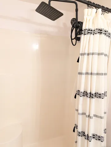 a bathroom with a shower