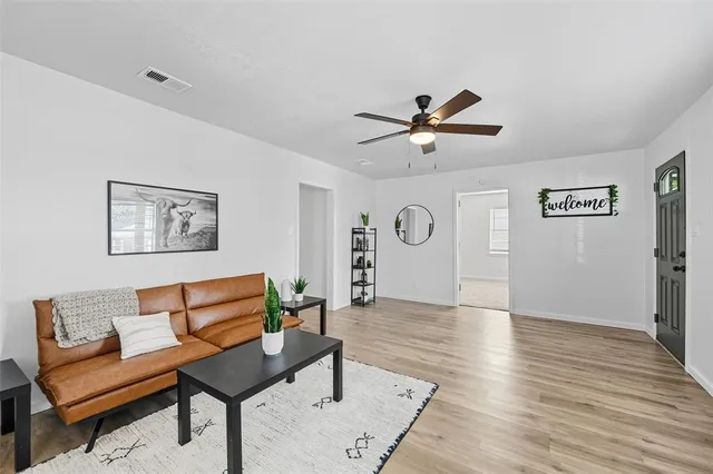 a living room with furniture