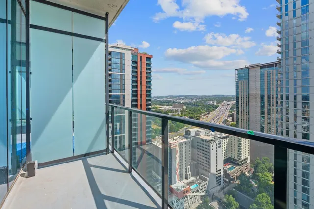a view of balcony with city view