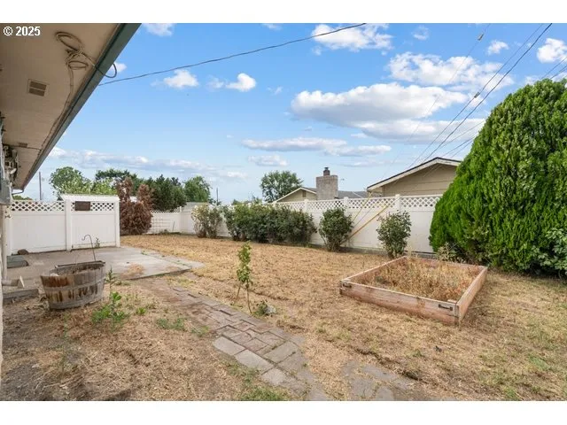 a view of a backyard of the house