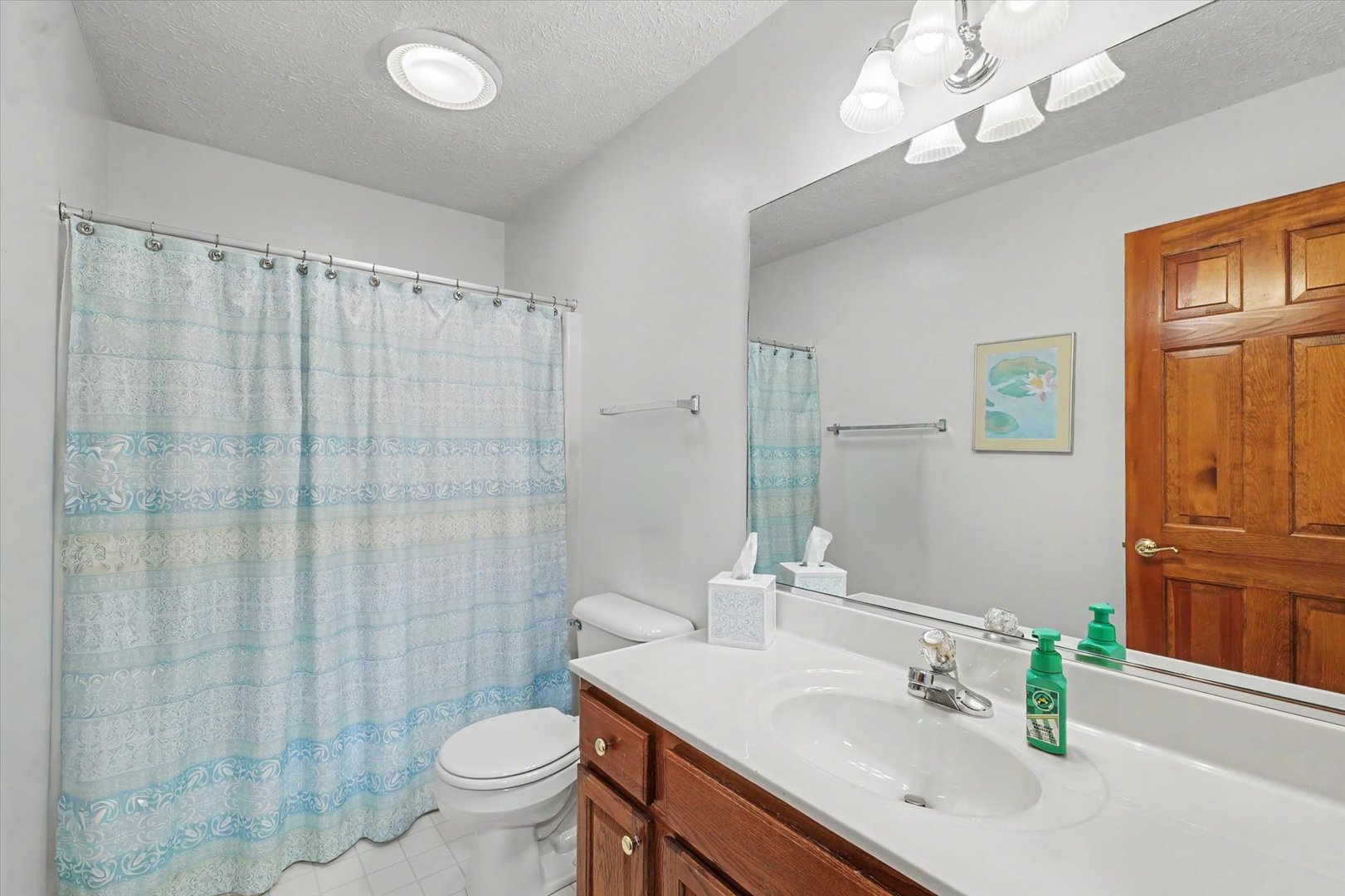 4409 Copper Ridge Road Champaign, IL 61822 - Photo 31 of 40 a bathroom with a sink a toilet a mirror a vanity and shower
