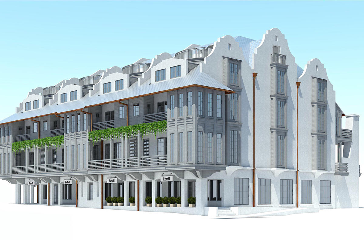 16 South Barrett Square, Unit 5 Rosemary Beach, FL 32461 - Photo 2 of 5 a front view of a building with glass windows