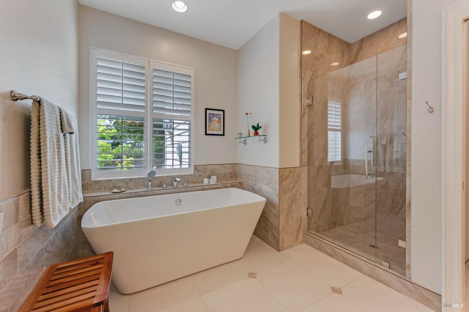 3559 Alturia Heights Santa Rosa, CA 95403 - Photo 18 of 39 Remodeled primary bathroom soaking tub and spacious shower