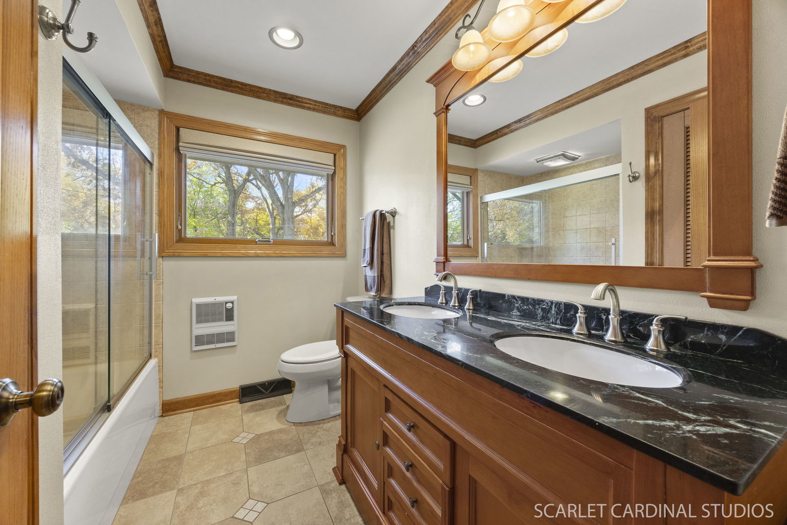 1007 Beau Brummel Drive Sleepy Hollow, IL 60118 - Photo 14 of 35 a bathroom with a granite countertop sink toilet and a mirror