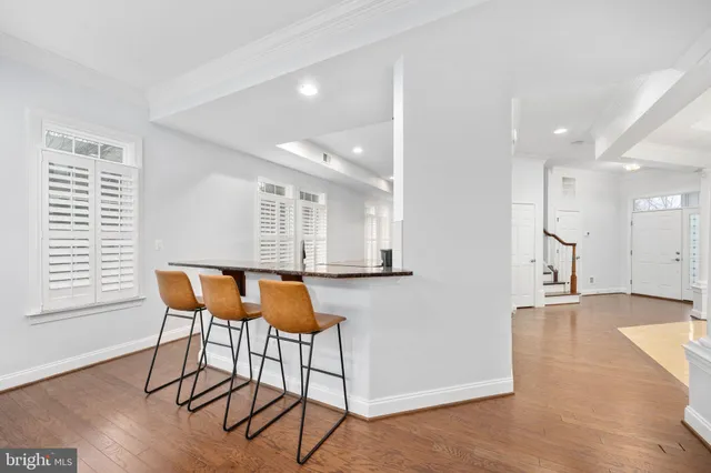 a hallway with cabinets
