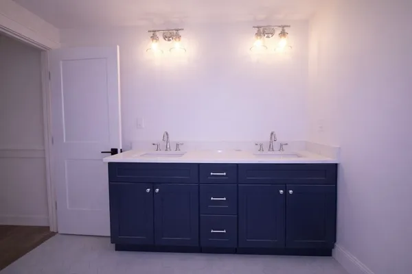 a view of a bathtub in a room