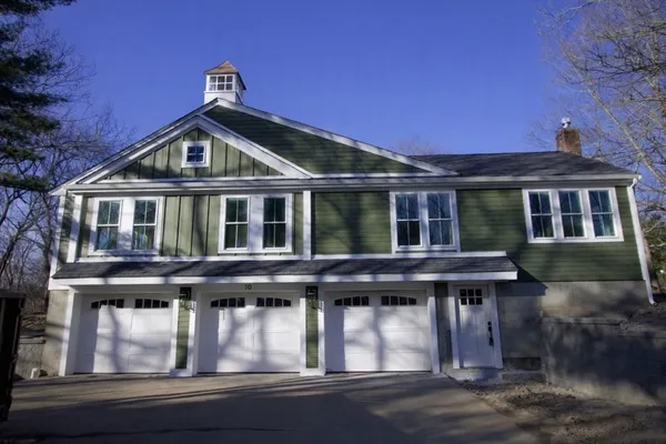 a front view of residential houses
