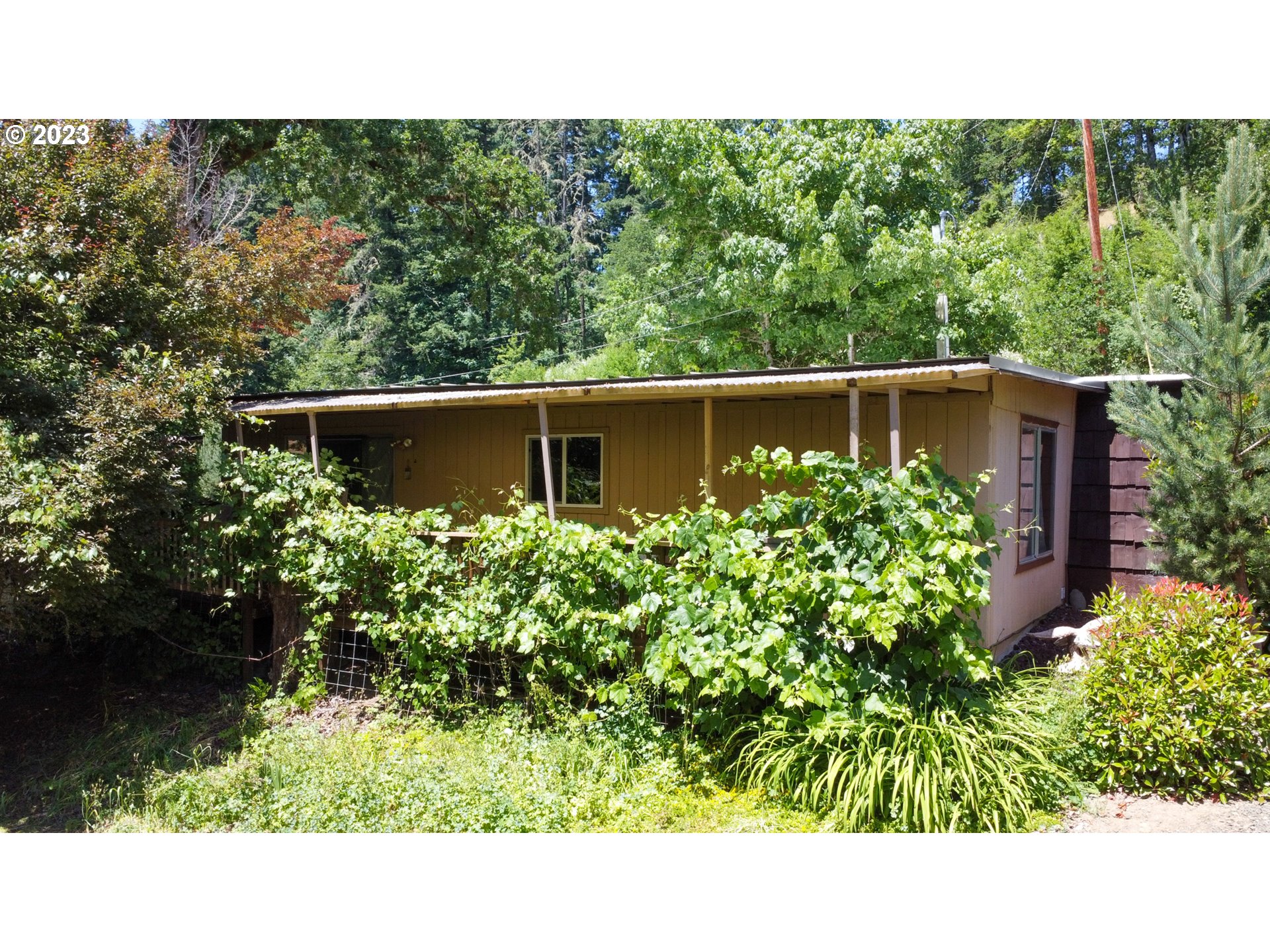 13141 Driver Valley Road Oakland, OR 97462 - Photo 42 of 48 a balcony with a book shelf and potted plants