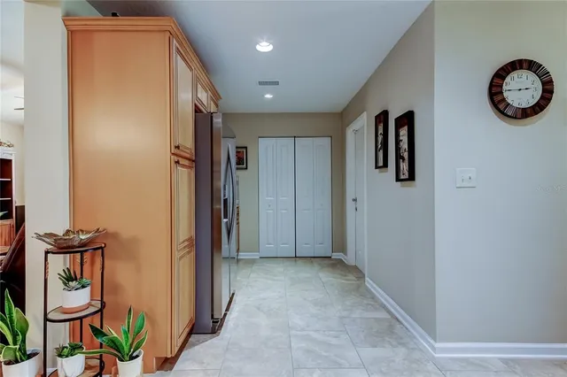 a view of a hallway with elevator