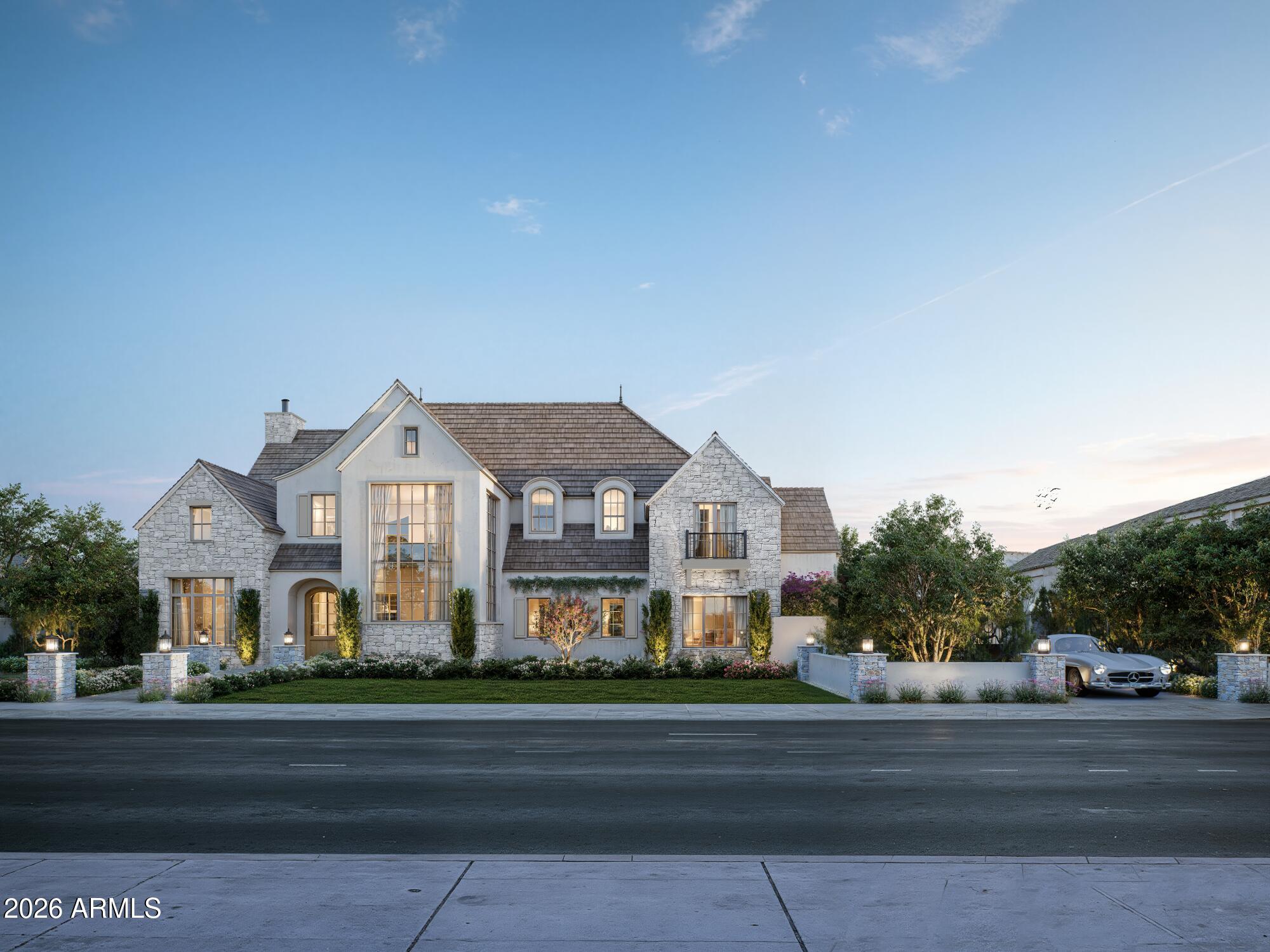 a front view of residential houses