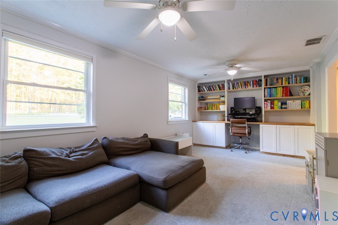 4157 New Market Road Henrico, VA 23231 - Photo 21 of 43 Office area featuring ceiling fan, built in study