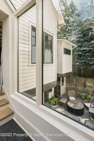 a front view of a house with patio