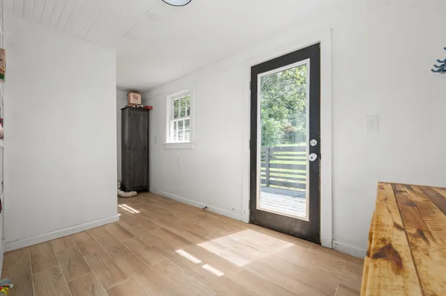 an empty room with windows