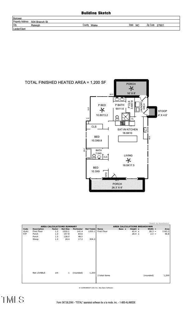 504 Branch Street Raleigh, NC 27601 - Photo 38 of 38 Floor Plan
