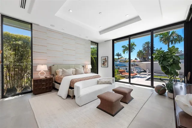 a bedroom with a bed and a flat screen television