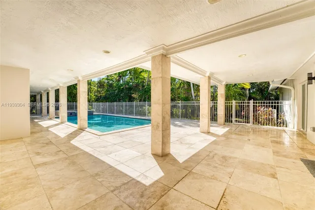 a view of a yard with a small pool
