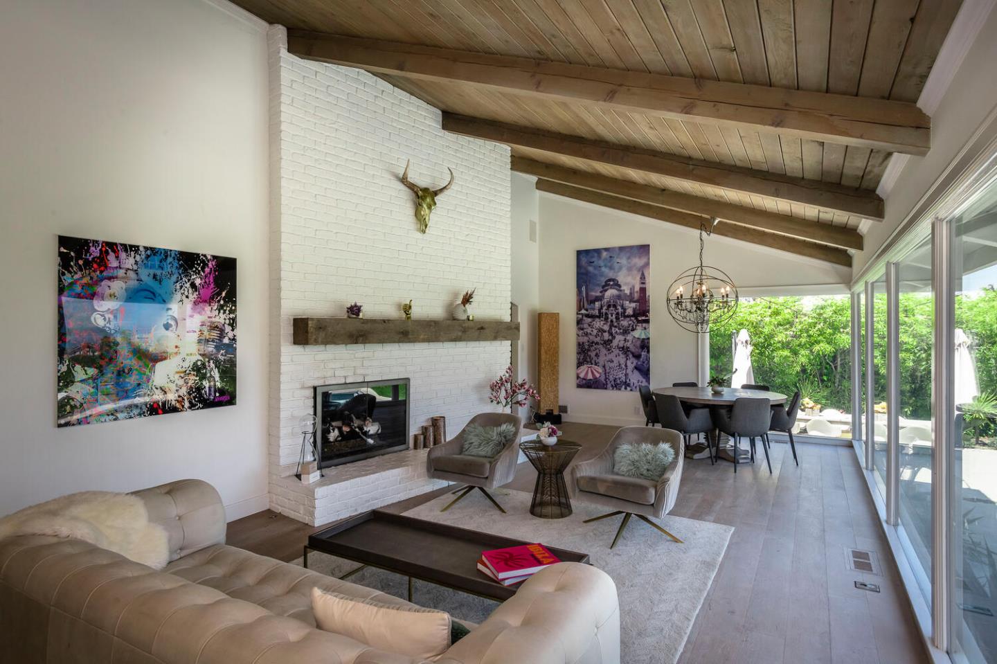 2651 Summit Drive Burlingame, CA 94010 - Photo 5 of 36 a living room with furniture and a fireplace