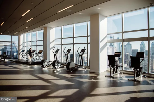 a view of a room with gym equipment