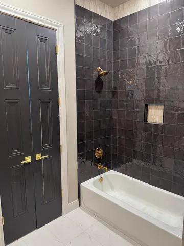 a bathroom with a bathtub