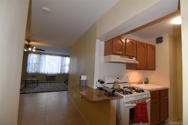 a kitchen with a stove and a sink