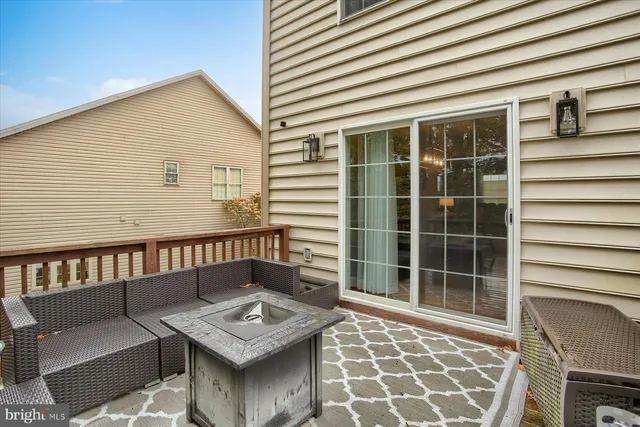 a view of a balcony with a furniture