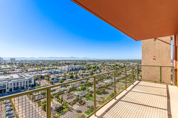 a view of city from a balcony