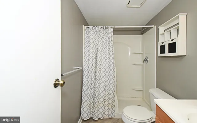 a white toilet sitting next to a shower curtain
