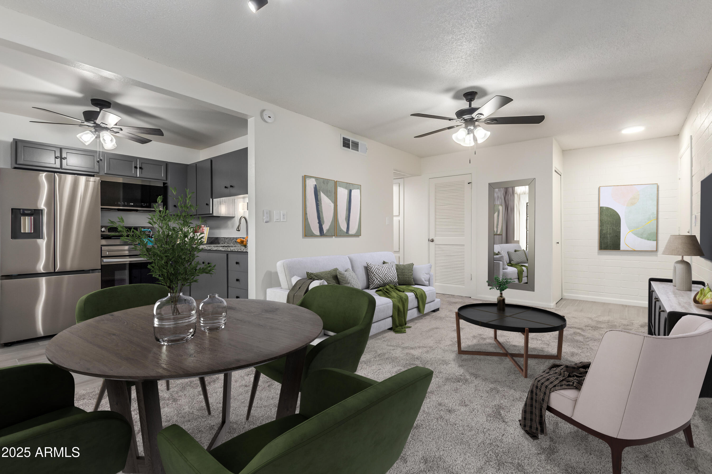 a view of a livingroom and dining room