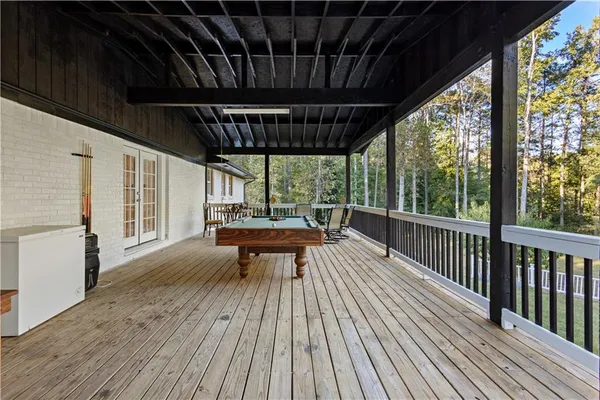 a view of porch with seating space