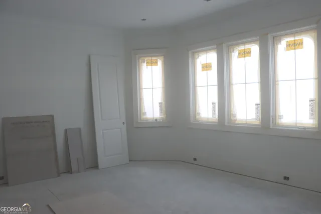 a room with large windows
