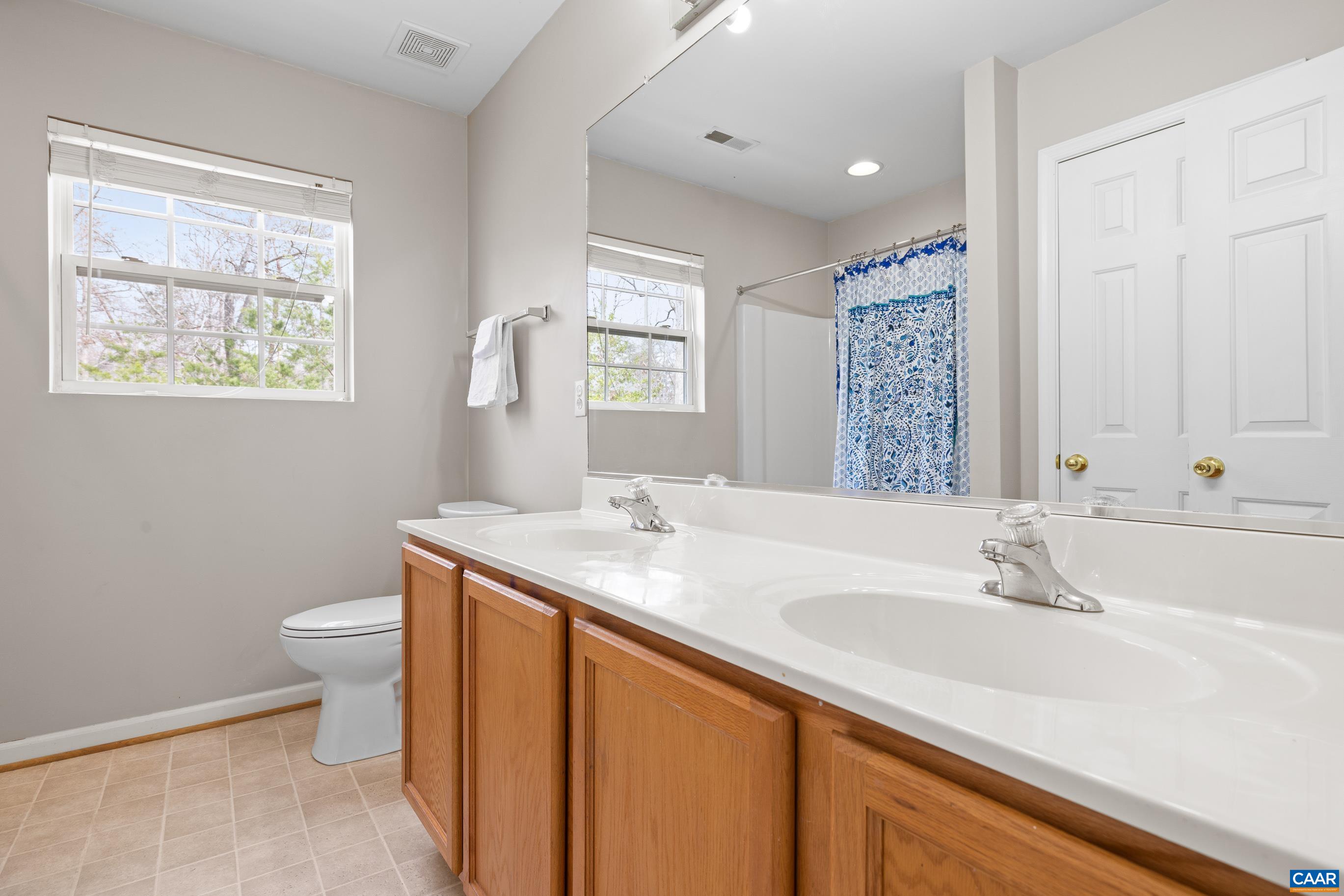 17 Hopi Way Palmyra, VA 22963 - Photo 30 of 36 a bathroom with a granite countertop sink a toilet and a mirror
